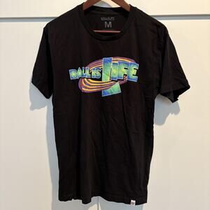 Ballislife Shirt Mens Medium Black Graphic Basketball Tee Cracked Print Logo